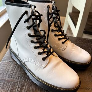 Doc Martens White Leather Boots (1460) Size 7 Women